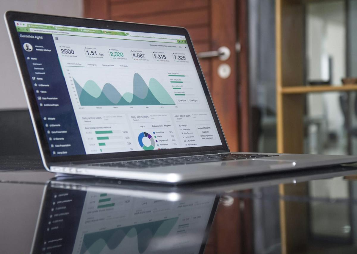 Laptop showing an analytics dashboard