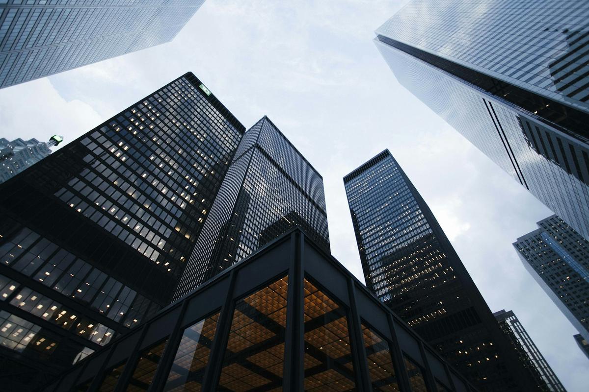Office towers seen from below